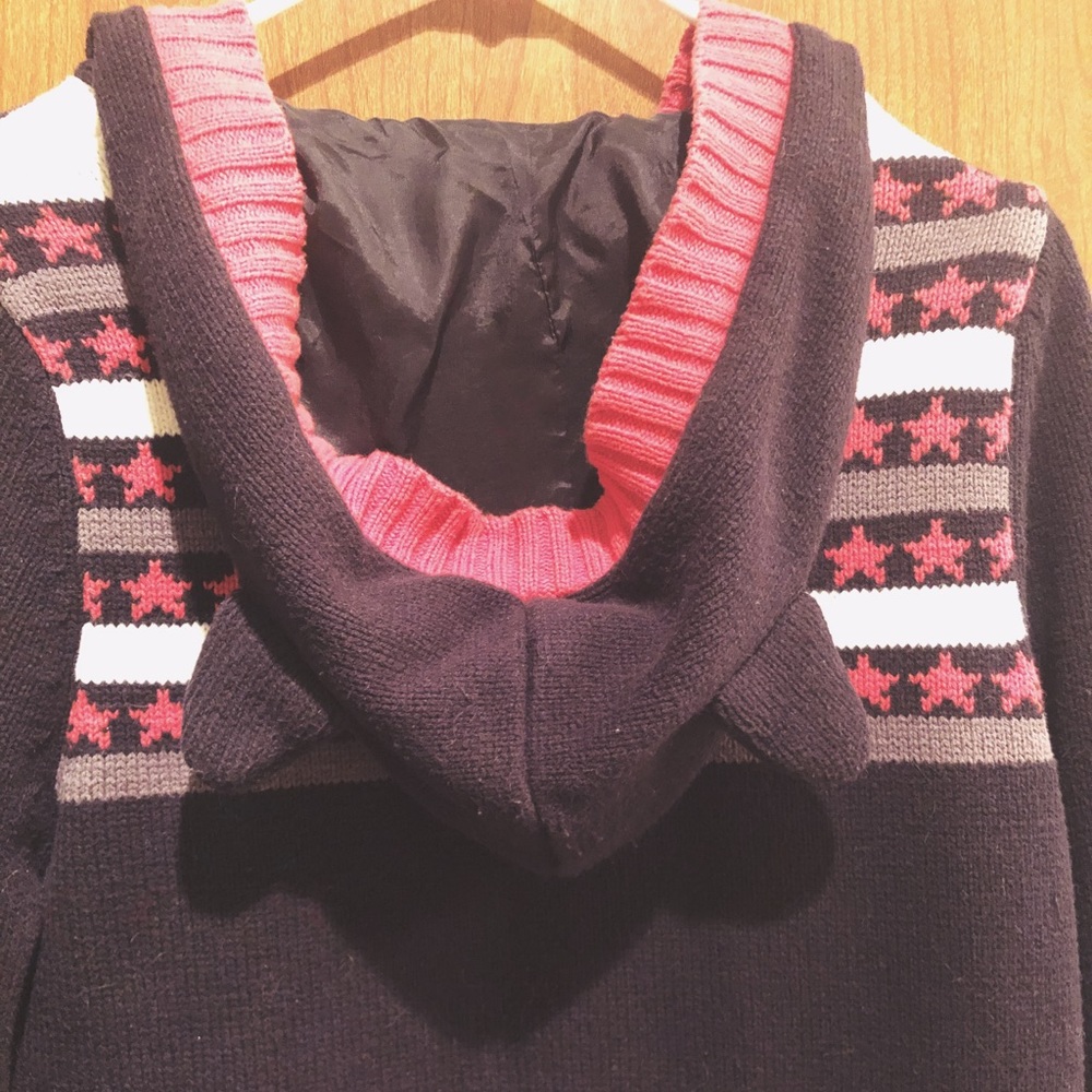 A02 Button Toggle Sweater With Kittie Ears Hoodie - image 6